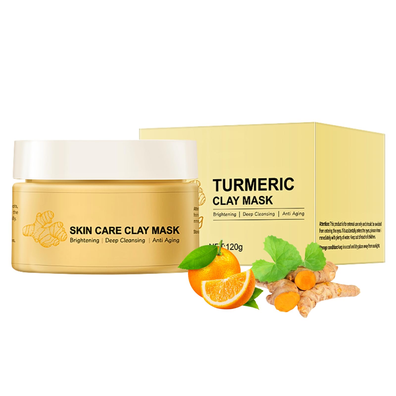 Turmeric Face Mask, Vitamin C Clay Mask, Deep Cleansing Pore Mask, Clay Face Mask, Mud Mask for Face for Radiant Skin, Oil Balance, Face Masks Skincare for Pore, Blackhead, Blemish and Acne