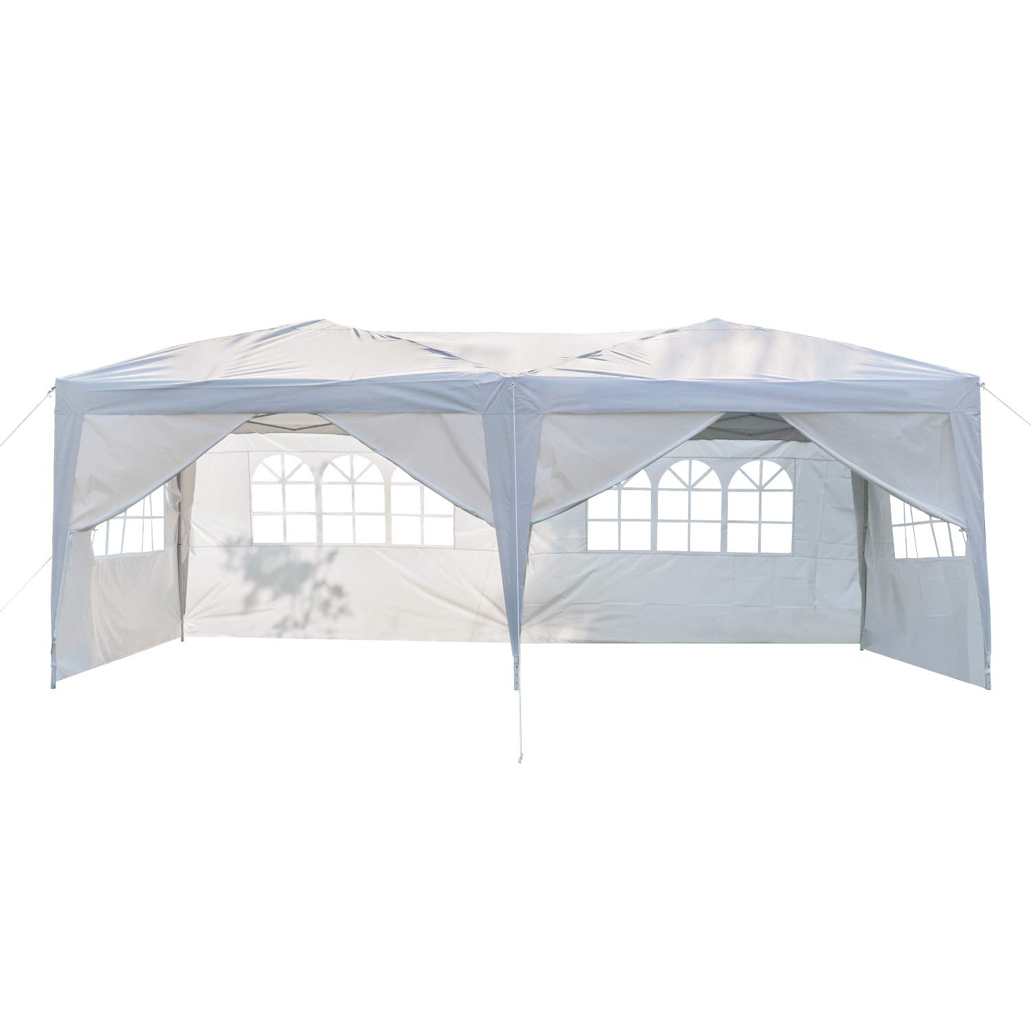 10x20 Ft Easy Pop up Canopy, Waterproof Party Tent, Adjustable Height Outdoor Gazebo w/ 6 Removable Sidewalls & 4 Windows for Patio Backyard Porch Garden Beach, Carry Bag Included (White