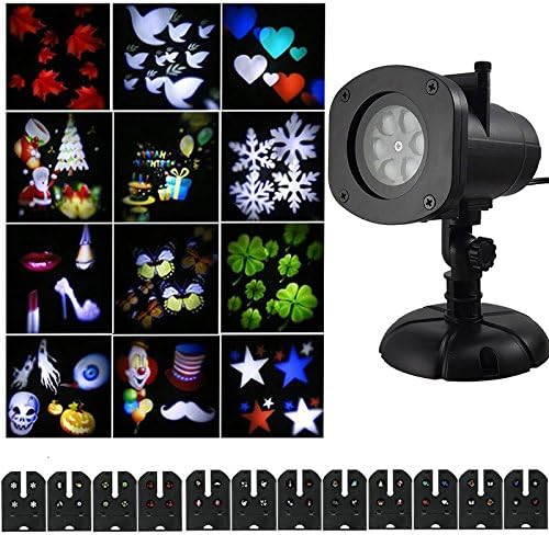 JINGHU LED Projector Light 12 Groups of Exquisite Patterns for Halloween Birthday and Daily Life a Perfect Decorative Embellishment in Any Indoor and Outdoor Space