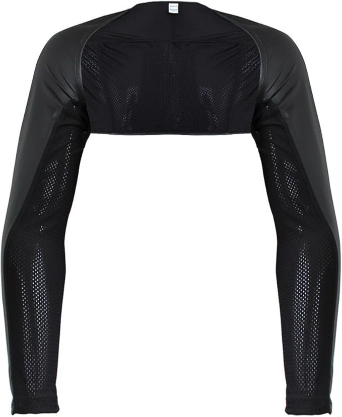 iiniim Mens Faux Leather Hollow Arm Sleeves Shrug Jacket