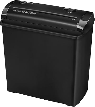 Fellowes P-25S Document Shredder 5 Sheet Strip Cut 7mm 11 Litre Bin Black