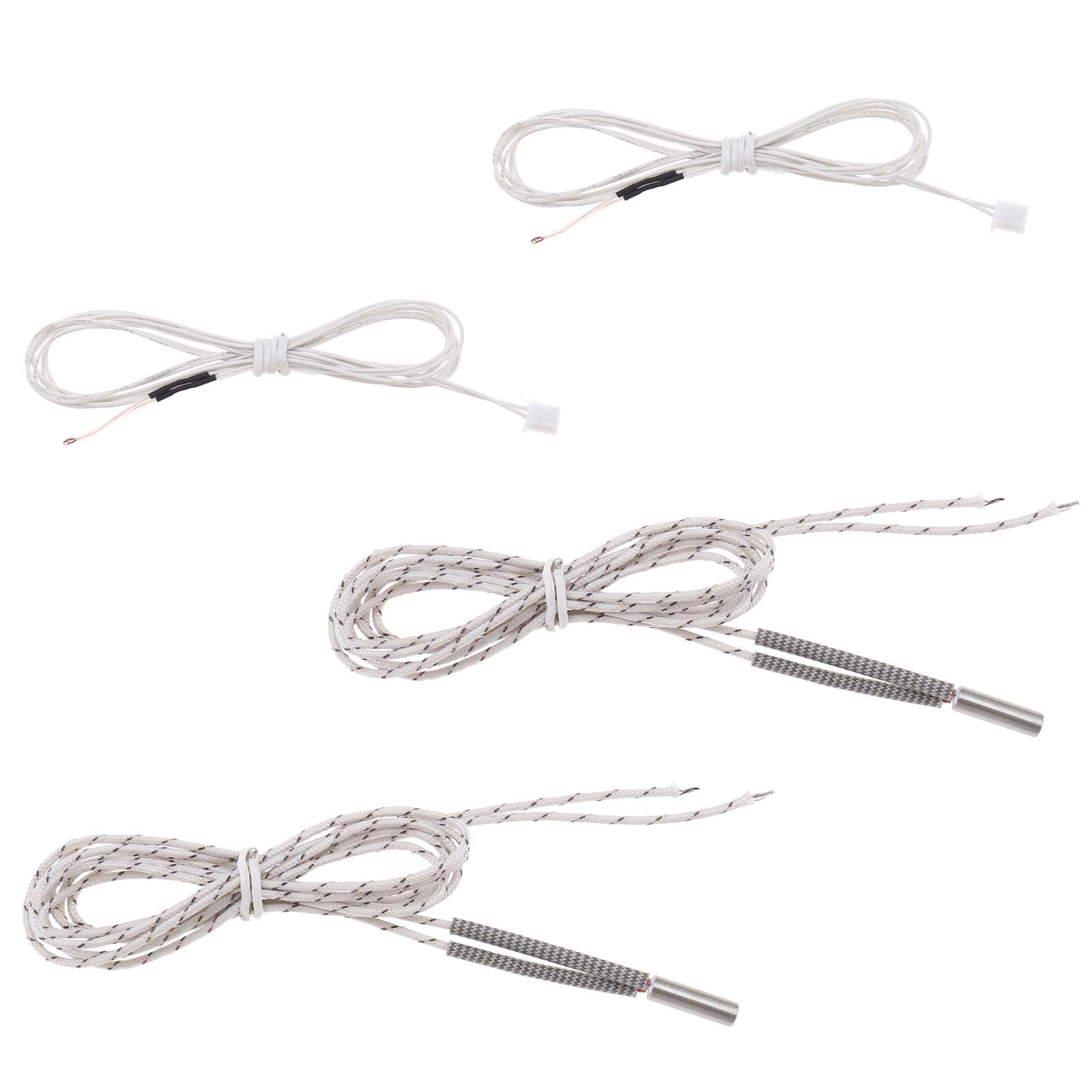 EMSea 4Pcs 12V 50W Heating Tube Cartridge Heater with NTC 100K Thermistor 350 Degrees Celsius (High Temperature Version)