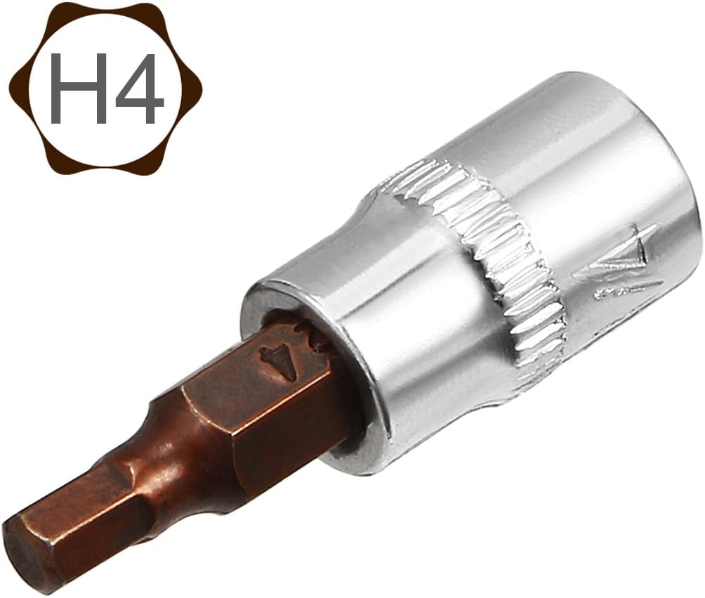 Sourcingmap 2pcs 1/4" Drive x H4 (4mm) Hex Bit Socket, S2 Steel Bits CR-V Sockets 1.5" Length Use with Ratchet Wrench - Image 3