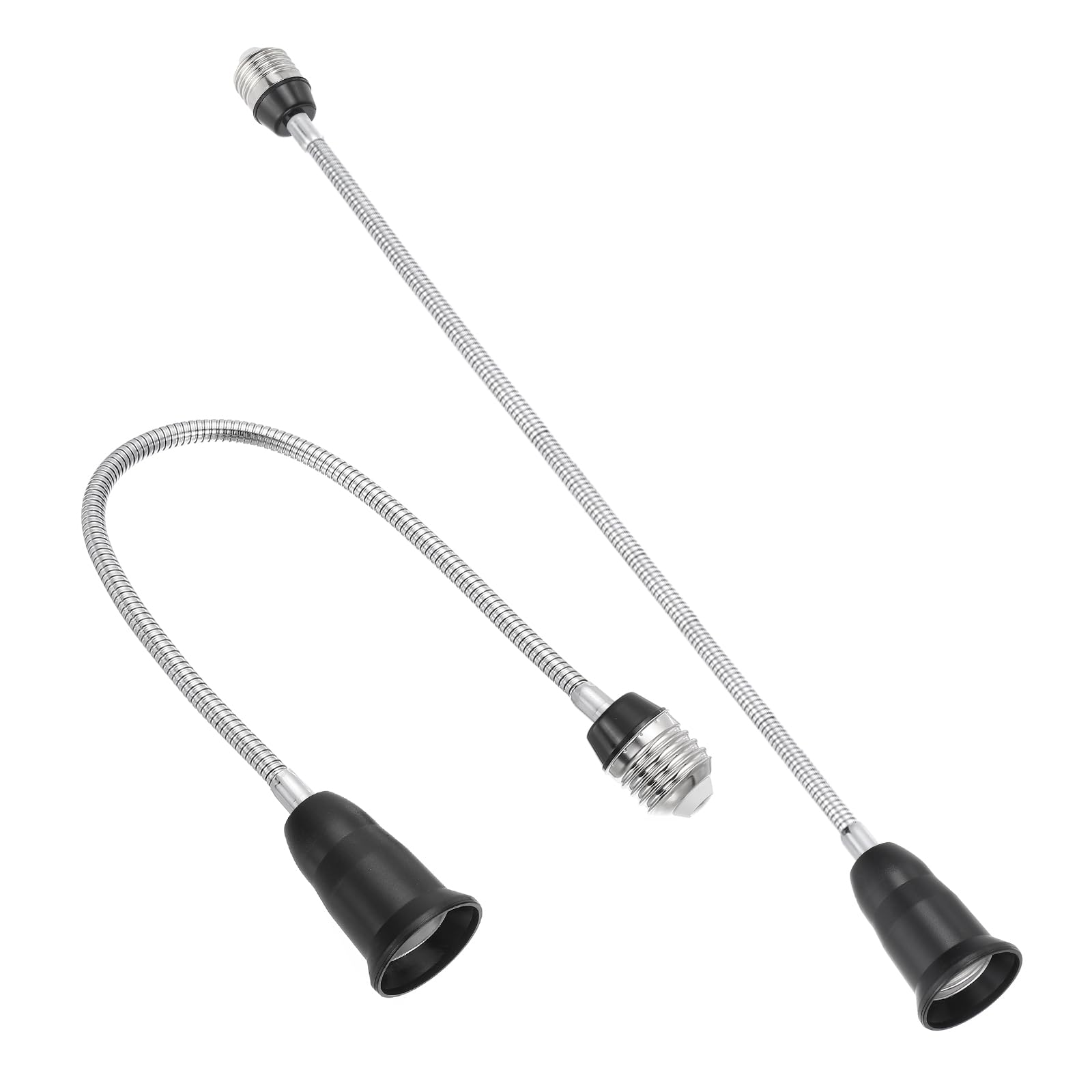 PATIKIL 19.7 Inch E26/E27 Light Socket Extender, 2 Pcs Flexible Bulb Socket Extension Adjustable Bulb Extender Adapter for Medium Screw Base Home Lamps, Black