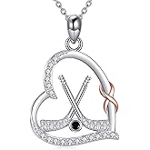 YAFEINI Sports Lovers Gifts Sterling Silver Golf/Hockey/Baseball/Lacrosse Pendant Necklace Infinity Heart Sports Jewelry for Women and Her