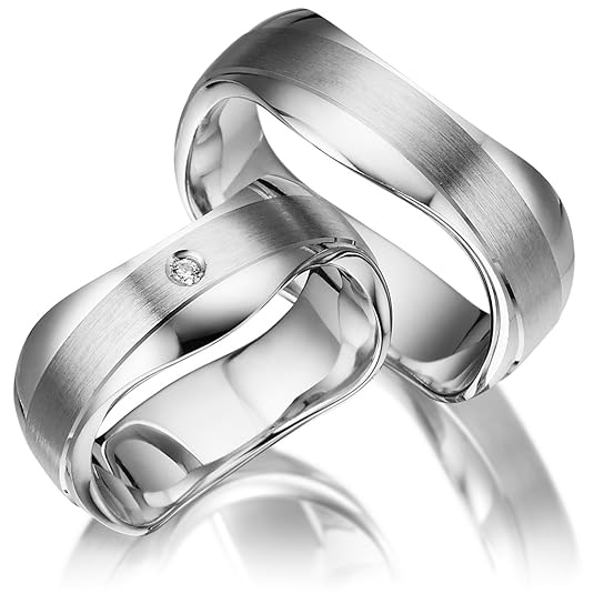 2 Trauringe aus 925 Silber PAARPREIS mit Gravur und Steinbesatz AG.42.925 Wellenform Welle Gratis zusätzlich ein Multisizer z