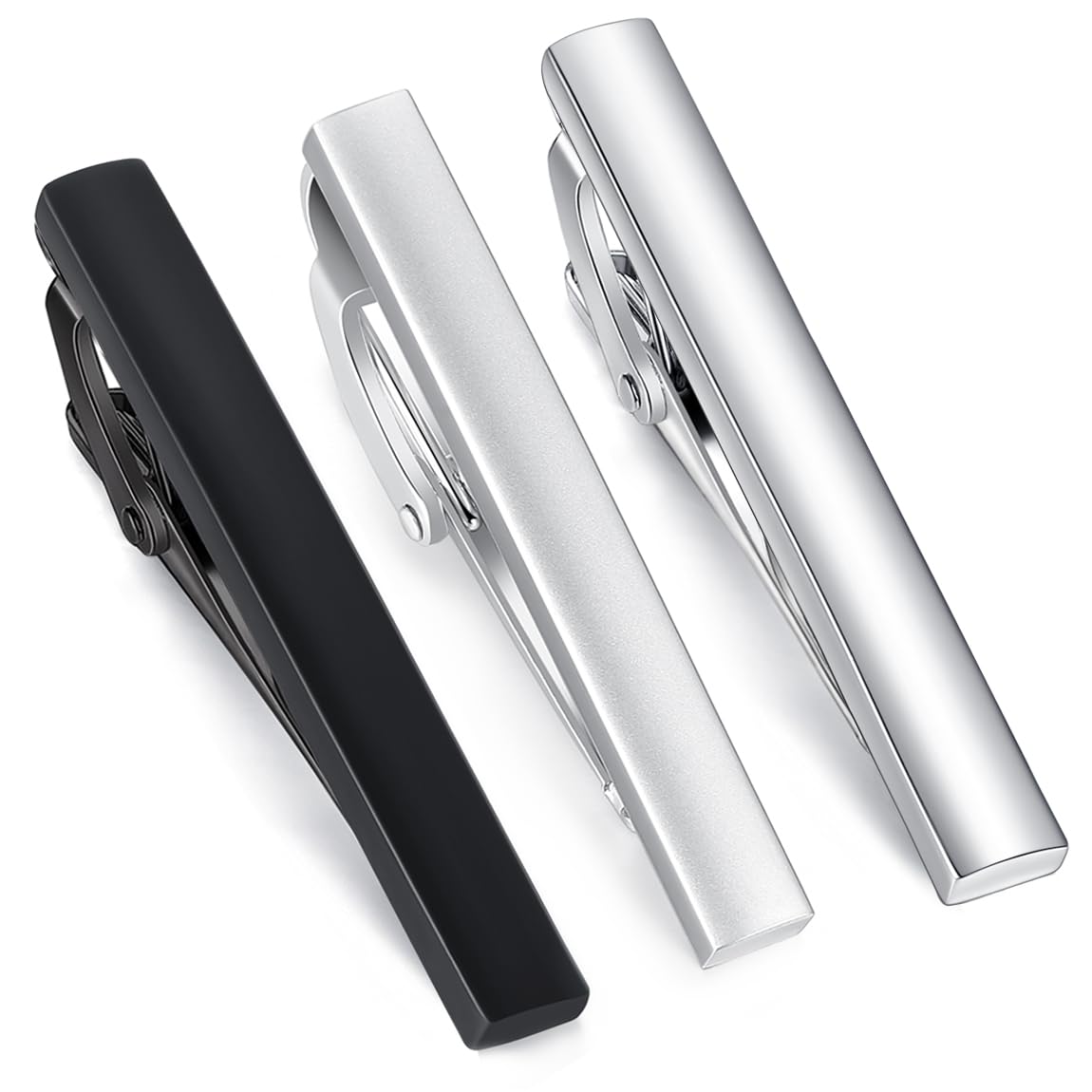 HONEY BEAR 1.57" 3pcs Set Mens/Boys Skinny Tie clips Set Bar for Narrow Tie for Business Wedding Gift 4cm