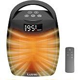 Portable Ceramic Space Heater 1500W, Fast Heating, Digital Display with Touch Controls, Built-in Handle, Overheat and Tip-Ove