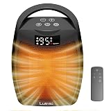 Portable Ceramic Space Heater 1500W, Fast Heating, Digital Display with Touch Controls, Built-in Handle, Overheat and Tip-Over Protection, Ideal for Home, Bedroom, and Office Heating