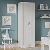 Panana White Wooden Storage Cabinet Tall Freestanding with 2 Doors view 2