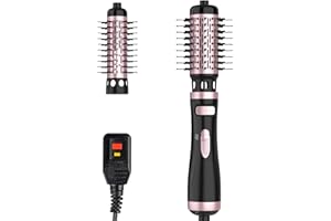 BAUTIA Rotating Hair Dryer Brush and Blow Dryer Brush, 4 in 1 Brush Blow Dryer, 2 Detachable Auto-Rotating Hot Air Spin Dryer Brush(1.5 2 inch) Black & Pink