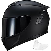 Full Face Motorcycle Helmet,Helmets for Adults Motorcycle, MG611 Motorbike Racing Street Bike Helmets with Black Visor for Men Women,DOT Approved (Matte Black-B, L)