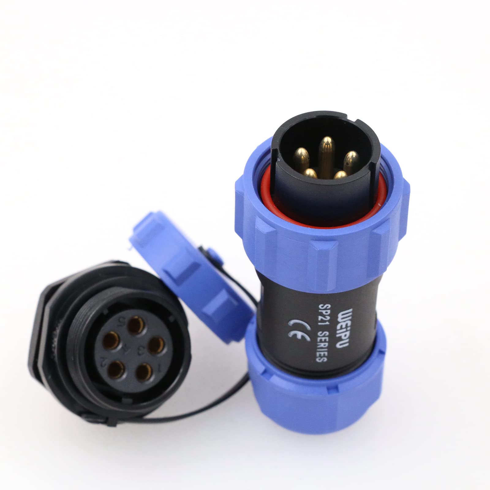 Eonvic Weipu SP21 2-12 Pin Male Plug Waterproof IP68 Connector Cable Industrial Circular Solar Electrical Connector (5Pin, SP2110/P+SP2112/S)