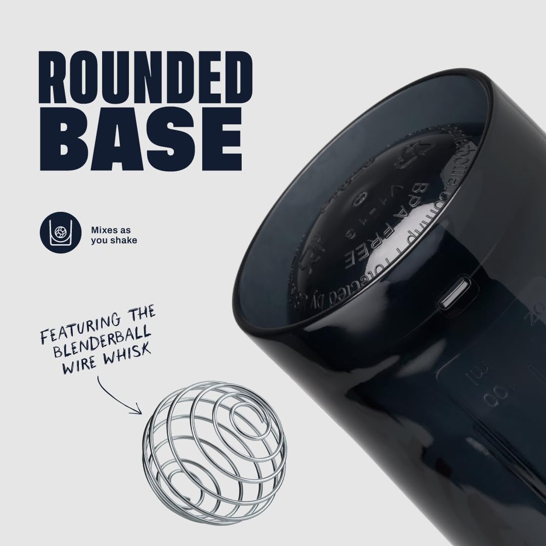 BlenderBottle Shaker Bottle Pro Series Perfect for Protein Shakes and Pre Workout, 24-Ounce, Black