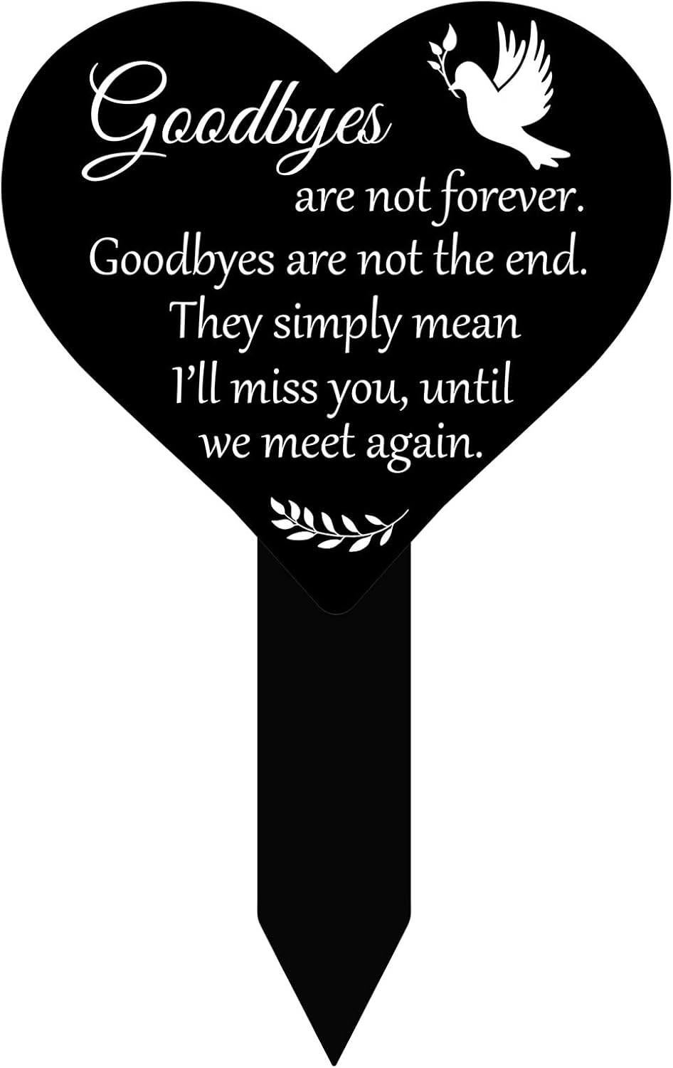 Decorative Garden Stakes - Roowest Heart Memorial Remembrance Plaque Stake Acrylic Grave Marker for Cemetery Black Memorial Garden Stake Sympathy Grave Stake for Outdoors Yard Grave Waterproof Cemetery Decoration, Heart Shape