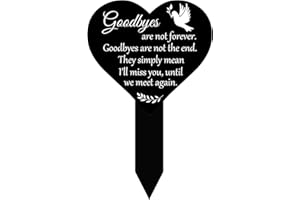 Heart Memorial Remembrance Plaque Stake Acrylic Grave Marker for Cemetery Black Memorial Garden Sympathy Grave Stake for Outd