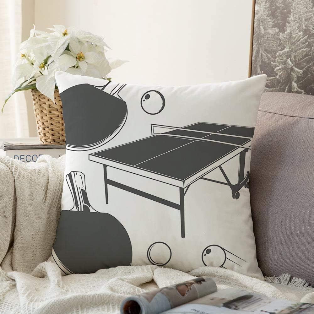 Decorative Square Throw Pillow Cover Pingpong Set Ping