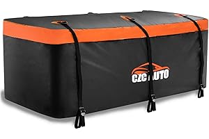 CZC AUTO Hitch Cargo Carrier Bag, 20 cu. ft Waterproof/Rainproof/Weatherproof Cargo Traveling Bag for Car Truck SUV Vans' Hitch Tray and Hitch Basket, Safe Steady Durable Soft, Black-Orange