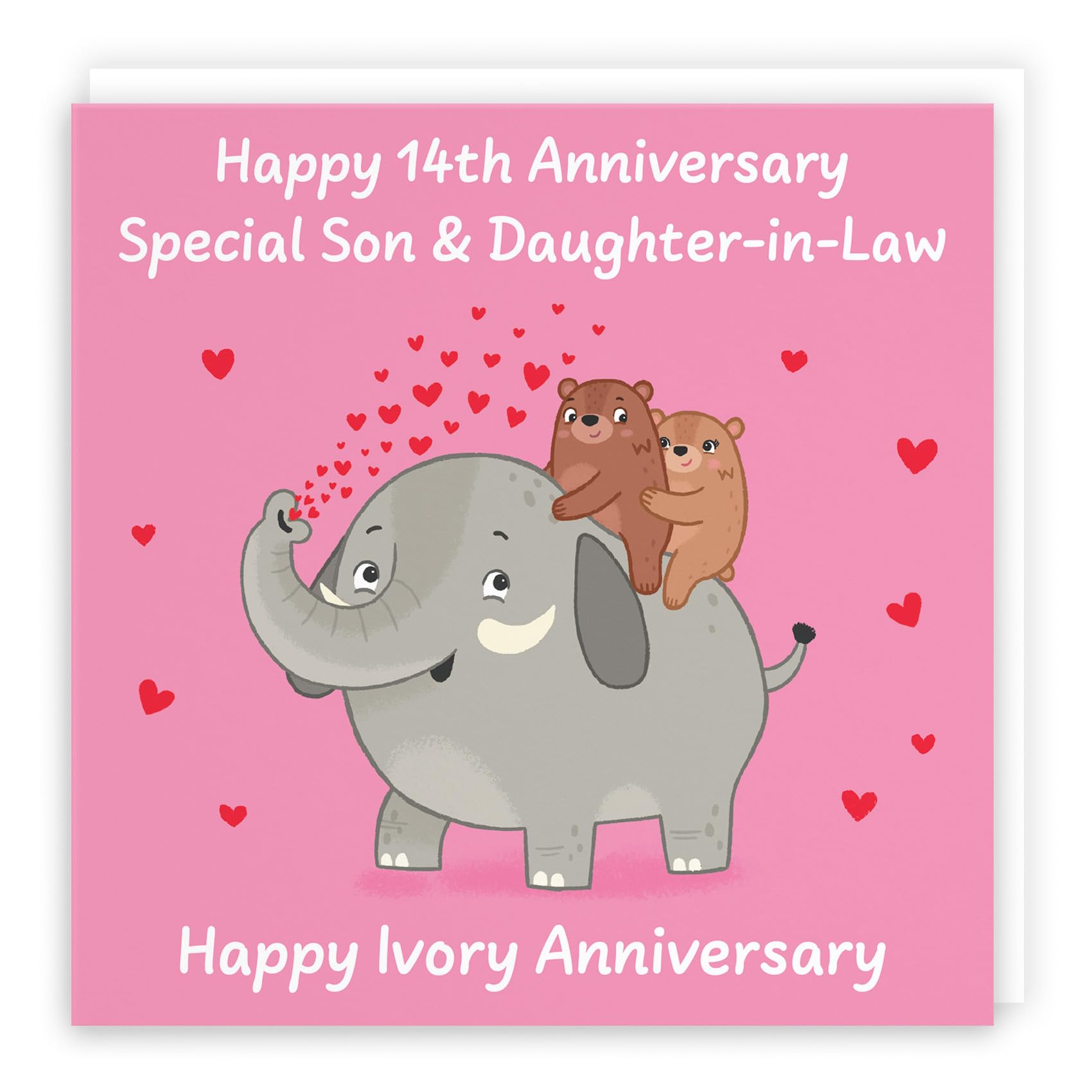 Hunts England - Son And Daughter In Law 15th Anniversary Card - Crystal Anniversary - 15 Years - Cute Fun Bears Card For Son & Daughter-in-Law - Love Story Collection