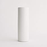 WGV Ceramic Cylinder Vase Width 5" Height 12" Elegant Unique Modern Matte Floral Container Planter Pot Centerpiece for Event Party Wedding Office Home Decor, Smooth White 1 Piece