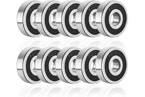 10 Pieces 6200-2RS Bearings, Deep Groove Ball Bearing Double Sealed Bearing 10 * 30 * 9mm Radial GCR15 Bearing for Electrical