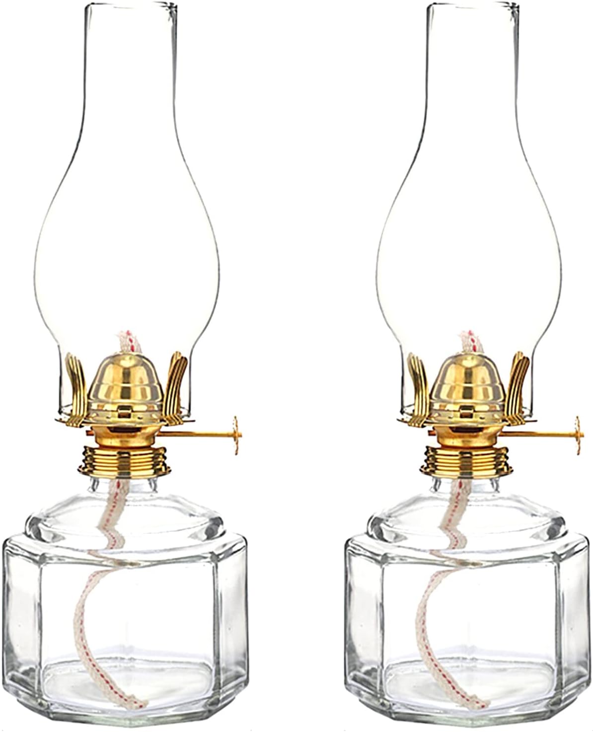 Oil Lamps & Accessories - 2 Pcs Oil Lamp Indoor Use Glass Oil Lantern Kerosene Lantern Classic Vintage Kerosene Lamp Home Indoor Christmas Tabletop Decor and Emergency Lighting