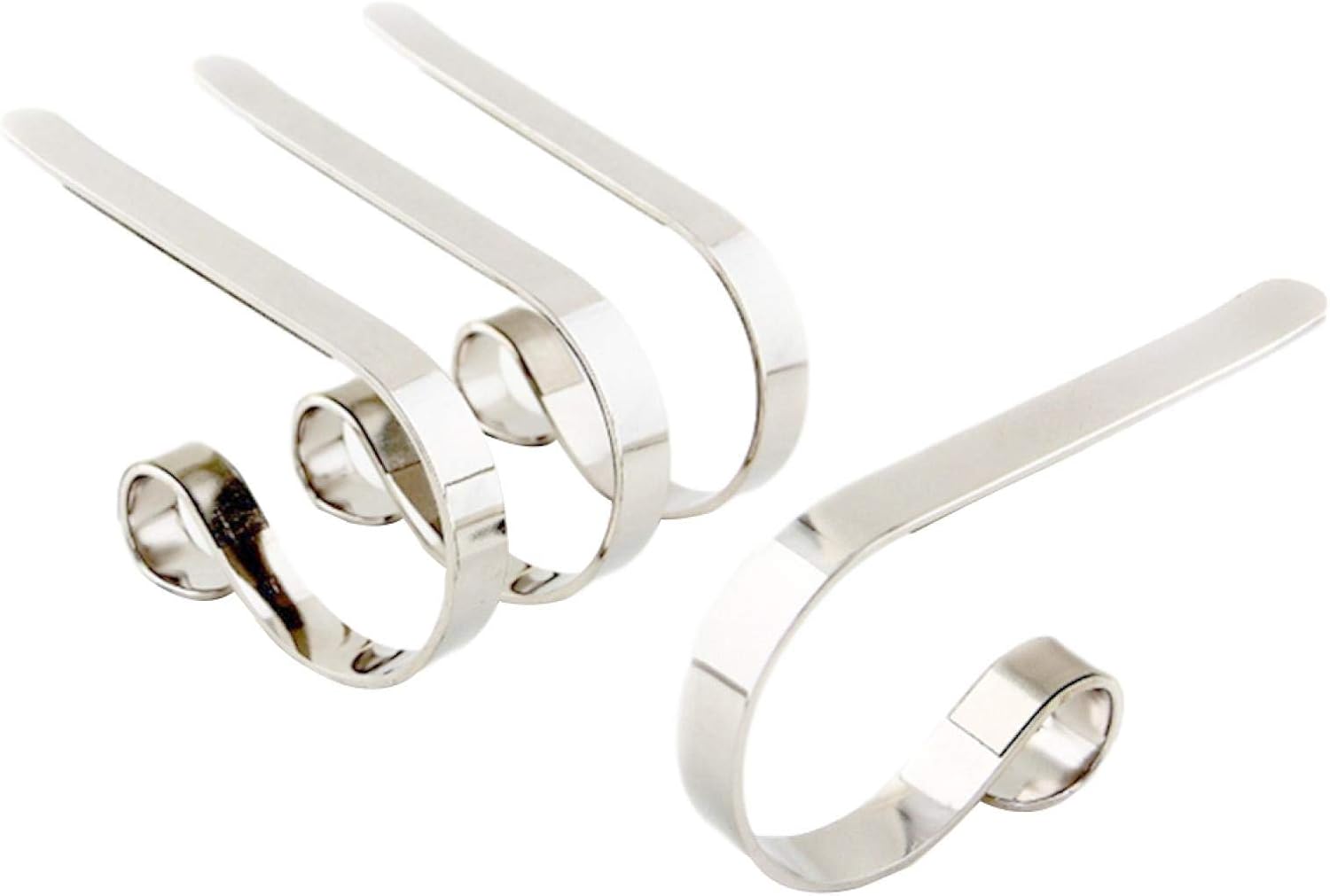 Ornament Hooks - BWWNBY Christmas Stocking Holder Mantel Hooks Home Kitchen Party Decoration Multiple Uses Safety Fireplace Hooks Mantel Hooks for Christmas - 4 Pack(Nickel)