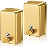 Maxdot 2 Pcs 37 oz/1100 ml Commercial Stainless Steel Soap Dispenser Wall Mount with Corrosion Proof Lining and Manual Anti Leak Pump for Home Bathroom Accessories Kitchen (Gold)
