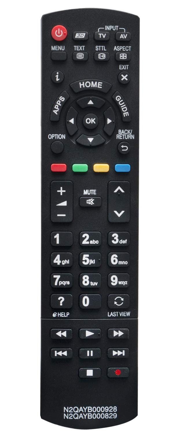 N2QAYB000829 Remote Control Replaced for Panasonic Viera TV N2QAYB000928 TX-40AS640B TX-40AXW634 TX-42AS650E TX-50AS650B TX-55AXW634 TX-L55ET60E TX-P42ST60Y TX-P42STW60 TX-P50ST60B TX-P50ST60E