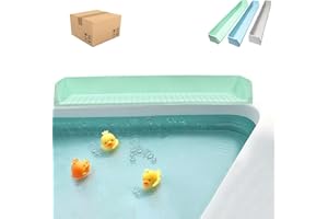 PARAQUIP Bathtub Splash Guard for Kids – Silicone Bath Tub Splash Guard with Suction Cups, Tub Topper Play Shelf & Toy Holder, Fun Bath Time for Toddlers Baby (Green)