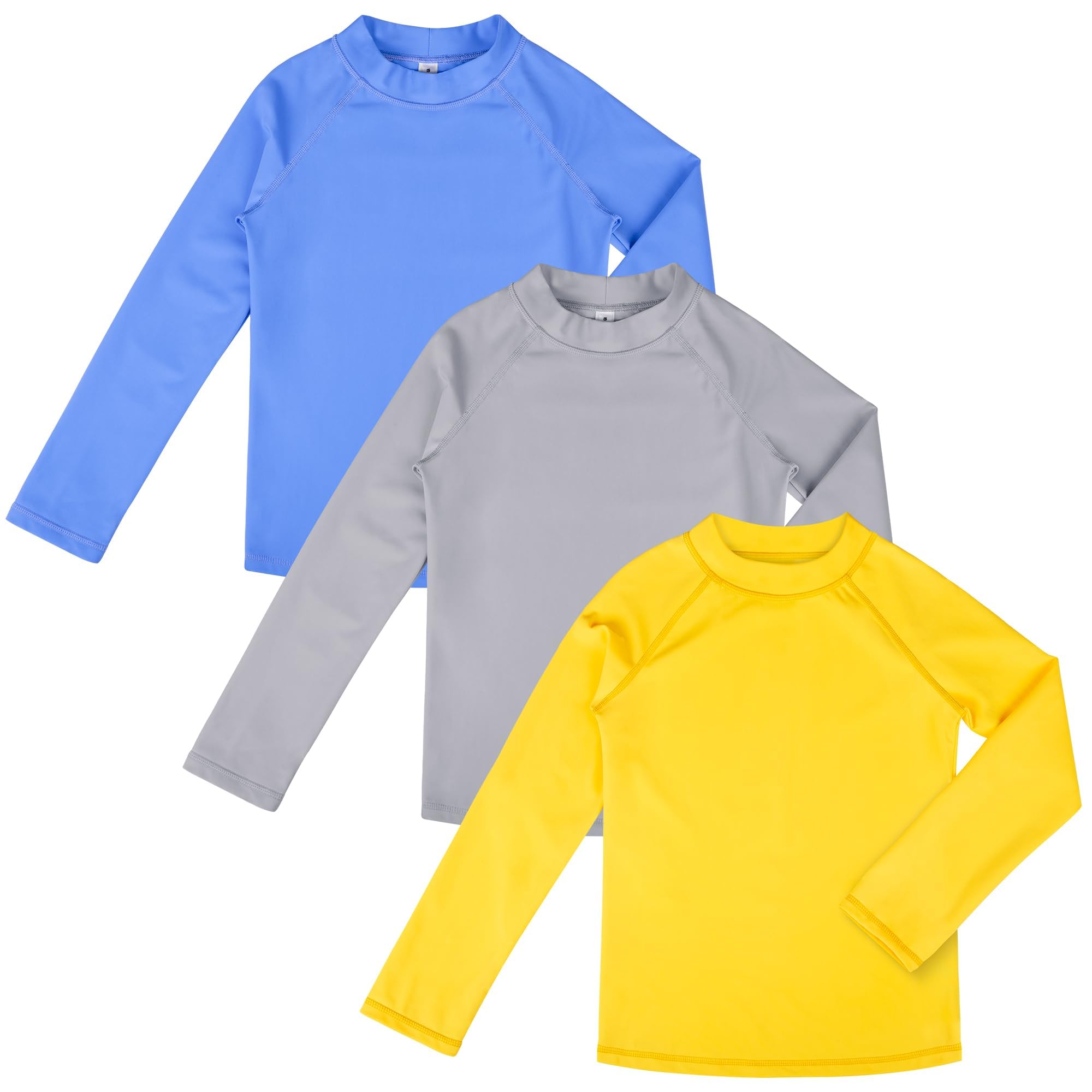 Photo 1 of s---BIG ELEPHANT 3 Pack Kids Rash Guard Swim Shirt UPF 50+ Long Sleeve Rashguard Swimwear Surf Tops Sun Protection for Boys Girls