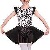 LUOUSE Elegant Girls Ballet Leotard with Skirt - Flutter & Ruffle Sleeves, Perfect for Dance & Gymnastics