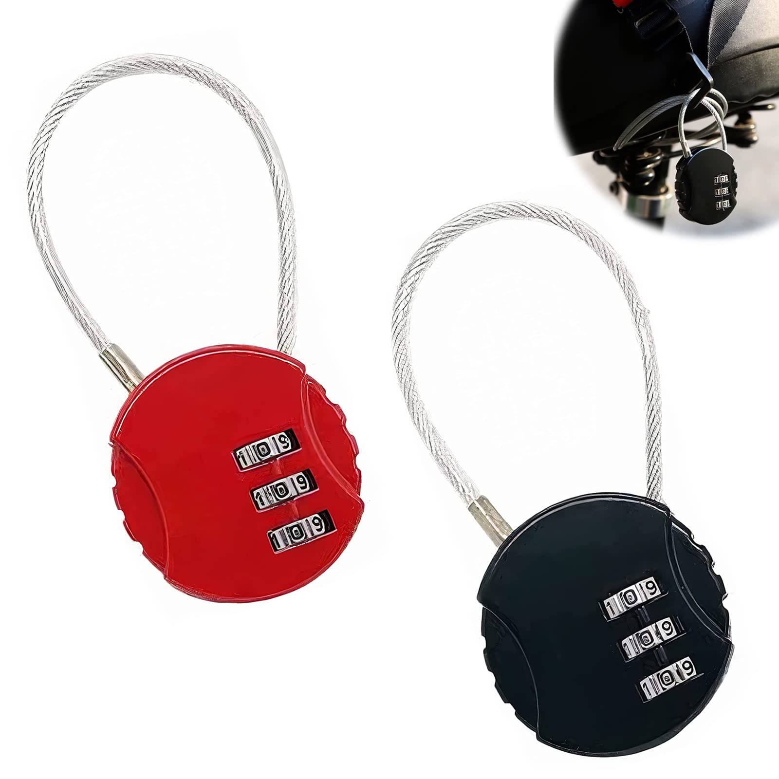 Luokeily 2 Pack Padlocks, Combination Padlock Code for Backyard Fence Gate, Gym, Shed Door, Small Keyless Resettable 3 Digit Combination