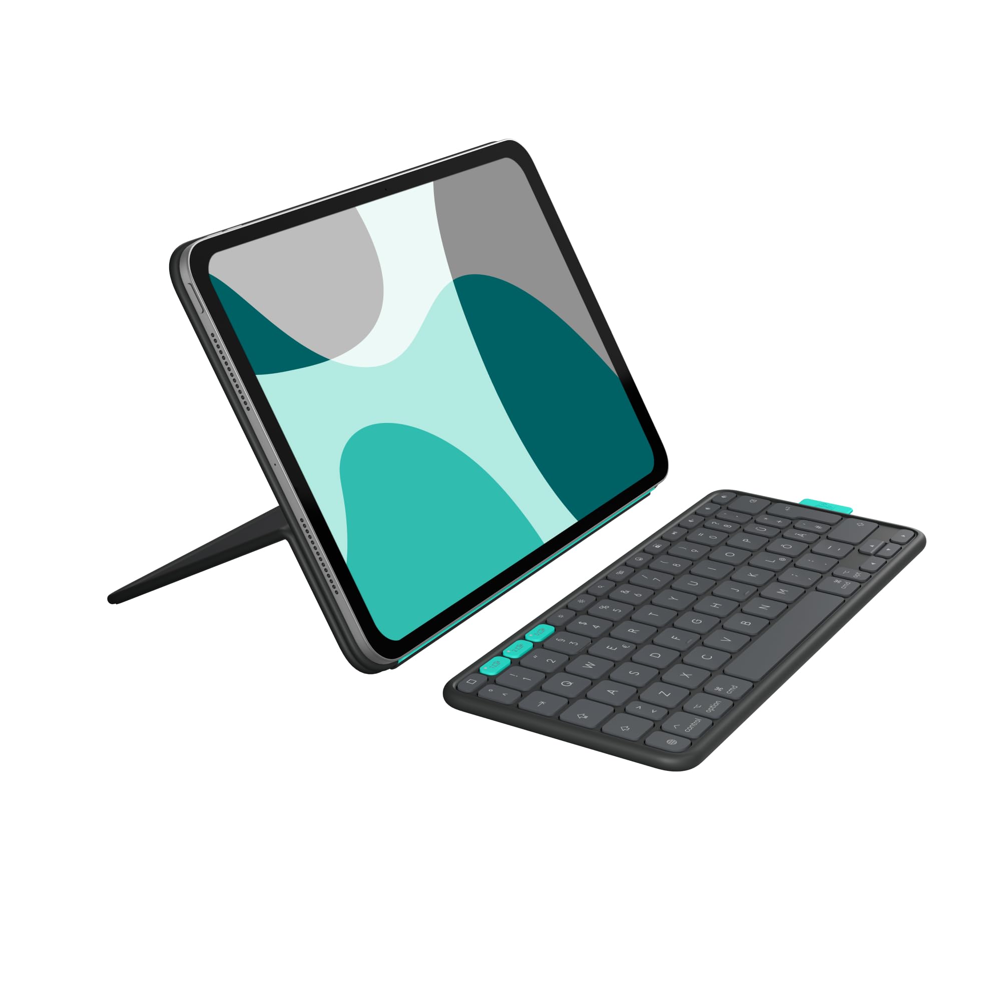 Logitech Flip Folio, Tastatur-Case für iPad Pro 11 Zoll (M4 & M5) und iPad Air 11 Zoll (M2 und M3) (5. Gen - 2024) – Schutzcase mit verstaubarer Bluetooth-Tastatur, Multi-Gerät, DEU QWERTZ – Grafit