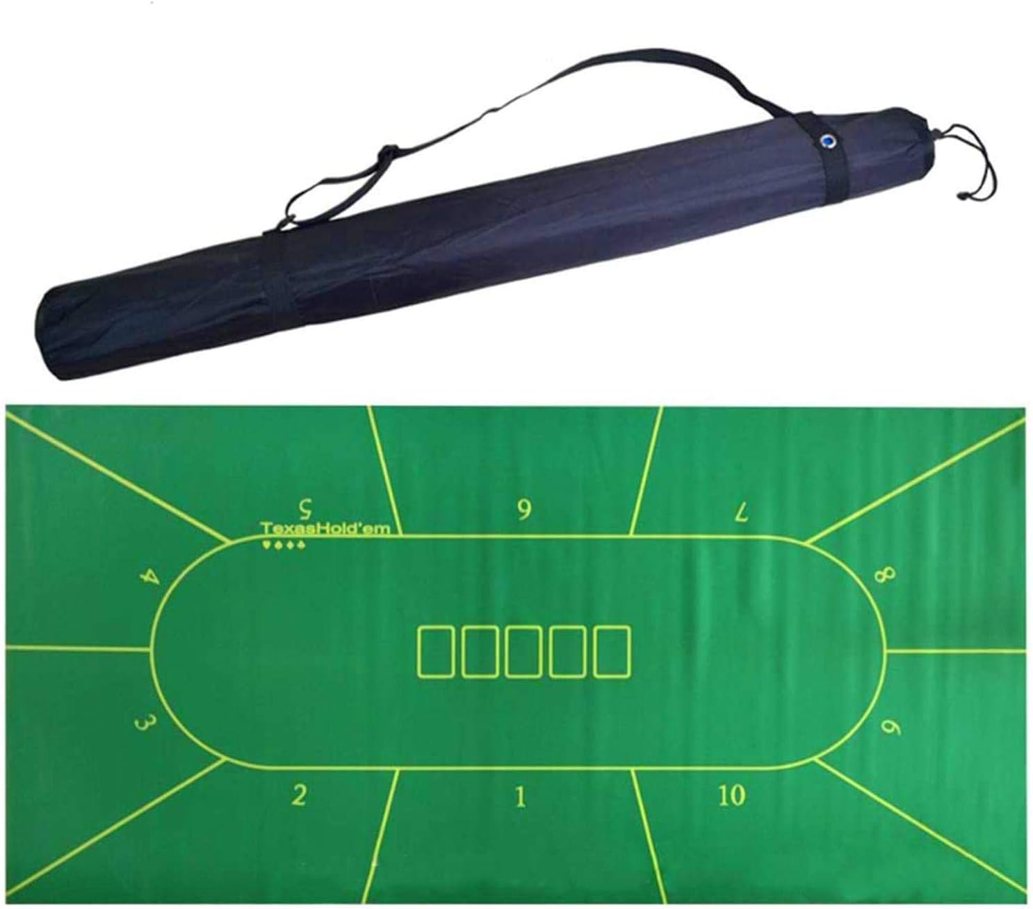 Texas Hold'em Poker Mat Portable Tabletop Card Game Mat with Carrying