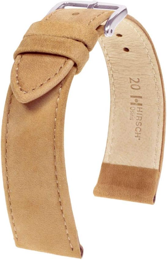 HIRSCH HHirsch Osiris Nubuck Leather Watch Strap - Smooth & Flat Design - 14mm, 16mm, 18mm, 20mm, 22mm - Blue, Green, Beige, Brown, Grey, Burgundy, Rose - Quick Release Watch Band