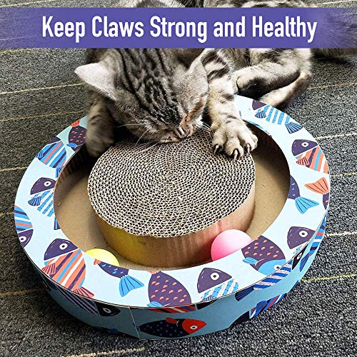 Petper Cat Scratcher Scratching Pads, Round Cat Scratch Board with Ball