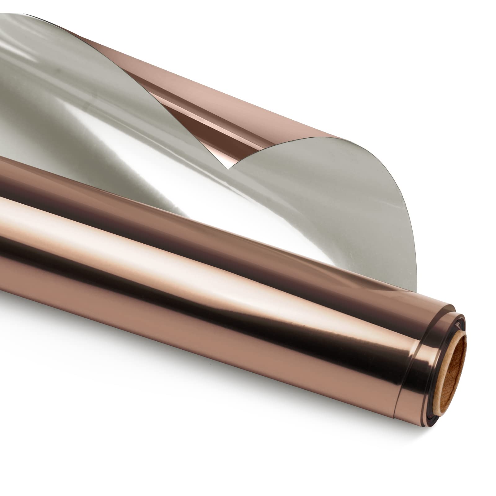 KESPEN Window Tint One Way, Heat Control UV Window Film Static Cling, Daytime Privacy Protection Reflective Window Film, Anti UV Mirrored Window Film For Office Commercial, Tea-Silver, 90 x 500cm