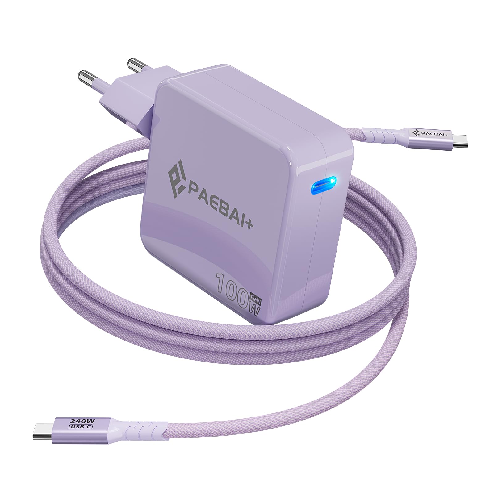 PAEBAI+ USB C Ladegerät 100W PD 3.0 GaN Laptop Netzteil für MacBook Pro/Air, Lenovo ThinkPad, Huawei Matebook, Asus, Dell XPS, iPad, Samsung Galaxy S25/S24, iPhone 17/Pro und weitere Typ C Ladekabel