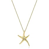 FANZE 925 Sterling Silver Starfish Lucky Sea Star Pendant Necklacse for Women Beach Jewelry Gift for Chrismas Thanksgiving Wedding Valentines Mother's Day