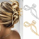 BARTOSI Bow Claw Clip Gold Metal Hair Clips Medium Hair Jaw ClIps Stylish Hair Accessories for Women and Girls (Pack of 2)