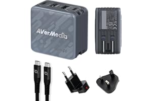 AVerMedia Elite Go – USB-C Capture Card for Streaming, 4K60 HDMI Output, 1080p60 Recording, Portable Switch 2 TV Dock, 100W GaN Charging Hub – PC, Mac, Handhelds, Smartphones/Tablets Compatible