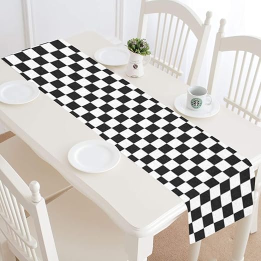 Amazon Com Wiedlkl Black White Checkered Black White Table Runner