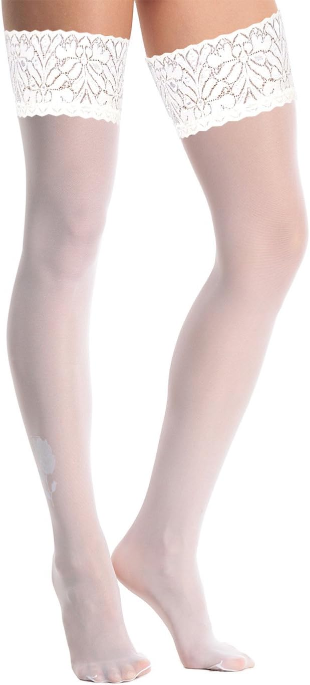 Artiff Women’s Thigh High Stockings Sheer Silicone Lace Top