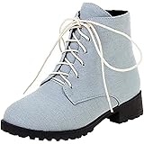 Women's Ankle Boots & Booties 2023 New Low Heel Autumn And Winter Denim Fashion Lace Up Ankle Boots