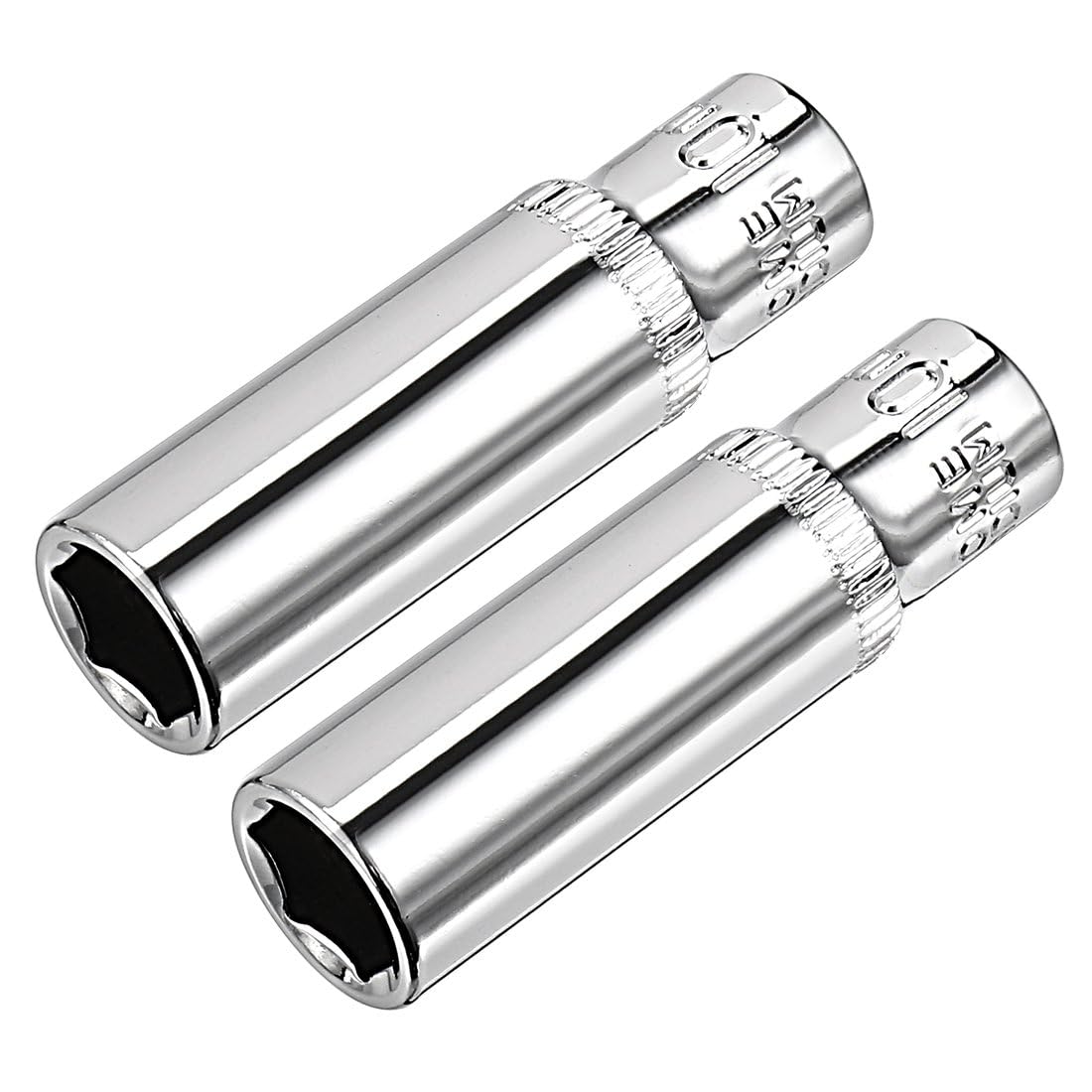 TOP-VIGOR 2Pcs 1/4 Inch Drive 10mm 6-Point Deep Socket, Metric, Cr-V Drive Socket for Auto Repairing and Household