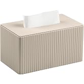 MEIBOOCH Extra Large Tissue Box Cover Rectangle, Beige | Fits 180 to 230 Count Box of Tissues, PU Leather Tissue Holder with Magnetic Closure