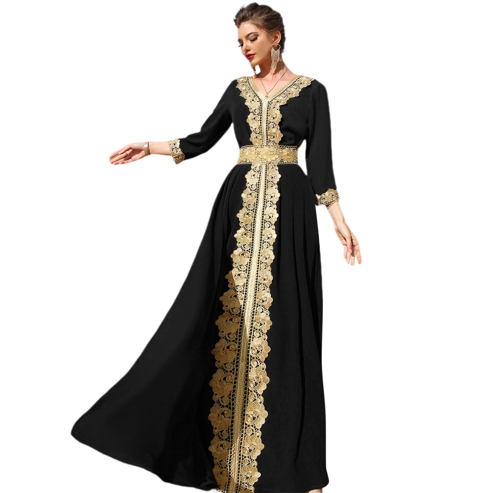 Eid Mubarak Muslim Embroidery Abayas For Women Maxi Dress Turkey Arabic Islam Moroccan Evening Party Jalabiya Caftan Gown Kaftan