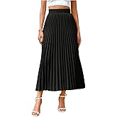 SHENHE Women's High Waisted A Line Maxi Pleated Skirts Office Work Elegant Basic Long Skirts