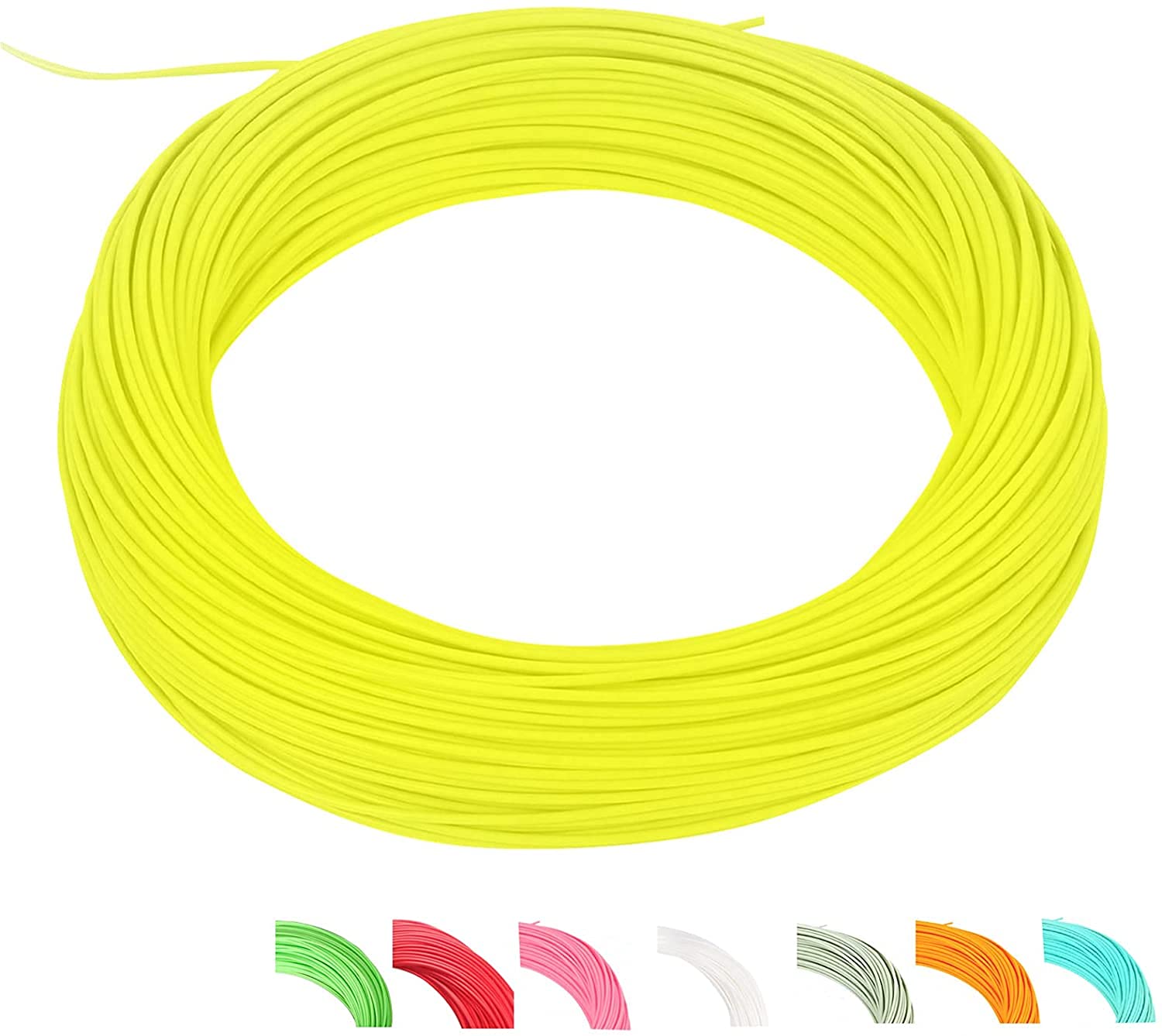 MAXIMUMCATCH Maxcatch Weight Forward Floating Fly Fishing Line 100ft Yellow, Orange, Teal Blue, Moss Green, Pink (WF1F/2F/3F/4F/5F/6F/7F/8F/9F/10F) (Fly Line Fluo Yellow, WF5F 100FT)